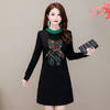 HT-320-1338 2020秋冬新款加绒加厚打底衫中长款大码显瘦烫钻洋气连衣裙 商品缩略图2