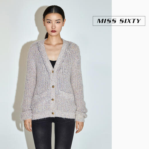 Miss Sixty2020冬季新款V领彩色修身毛织开衫外套女603RJ0450000 商品图0