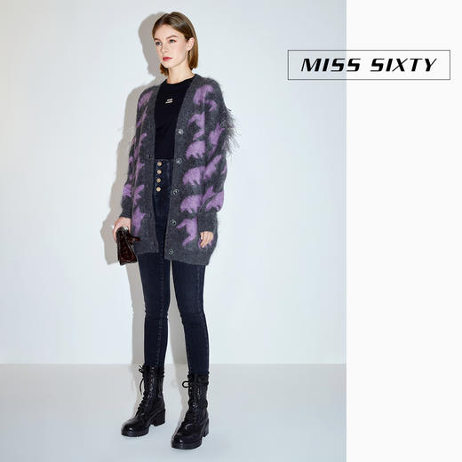 Miss Sixty2020冬季新款天使系列重工手工千鸟格中长款毛织外套女604RJ5270000 商品图3