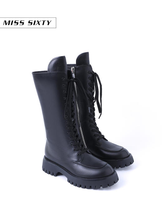 [江疏影同款]Miss Sixty2020冬季新款中筒厚底绑带真皮马丁靴子604QJ85800R0 商品图1