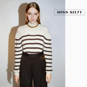Miss Sixty2020冬季新款花瓣领条纹毛衣毛织套头衫女604RJ3050000