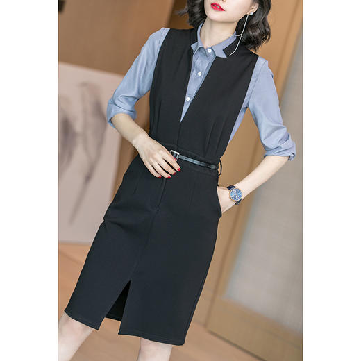 剩S 芳外气质修身背心裙显瘦开叉无袖V领连衣裙女 商品图1