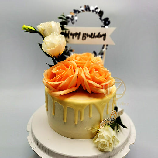 【甜久荟】鲜花蛋糕-高雅香槟色系 商品图0