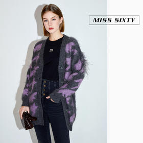 Miss Sixty2020冬季新款天使系列重工手工千鸟格中长款毛织外套女604RJ5270000