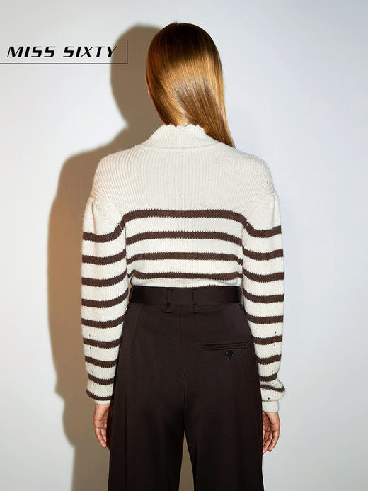 Miss Sixty2020冬季新款花瓣领条纹毛衣毛织套头衫女604RJ3050000 商品图2