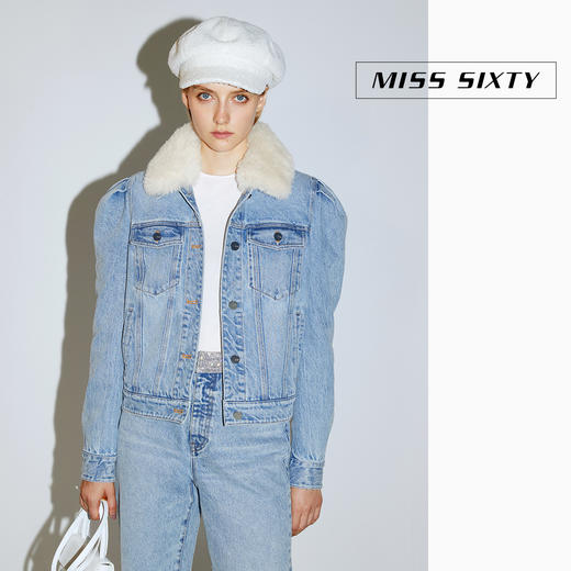 Miss Sixty2020冬季新款羊毛领贴钻牛仔棉服外套女604WJ0380000 商品图0