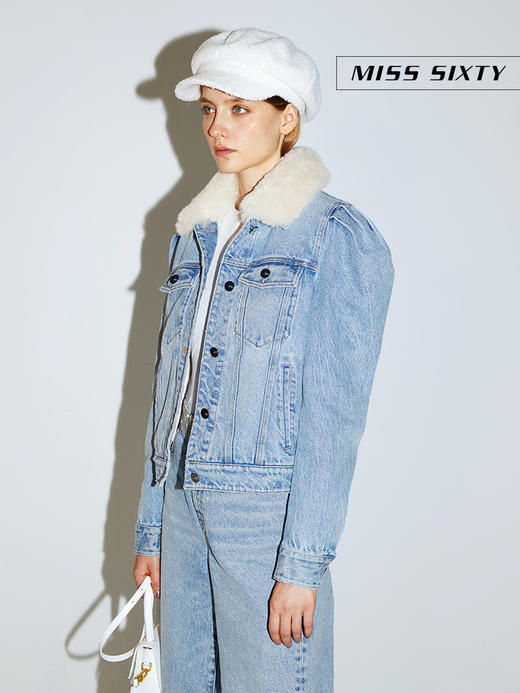 Miss Sixty2020冬季新款羊毛领贴钻牛仔棉服外套女604WJ0380000 商品图1