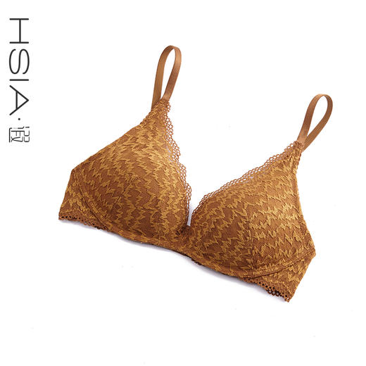 HSIA遐 小胸聚拢内衣女上薄下厚深V性感胸罩平胸蕾丝无钢圈文胸 商品图1
