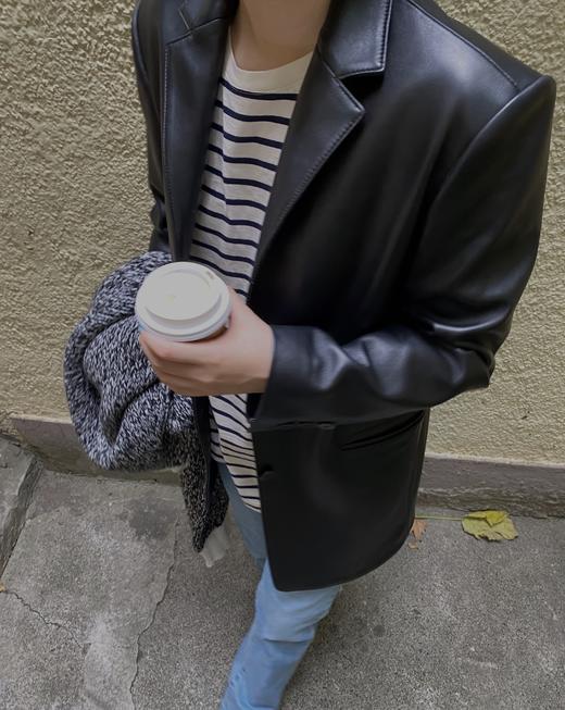 HIDEMI黑色小羊皮廓形西装 商品图3