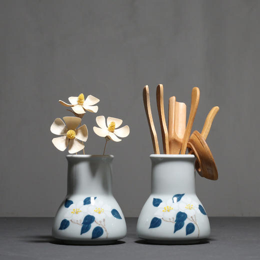 手绘山茶花茶道六君子百搭花插花器 商品图0