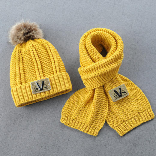 【潮童】儿童毛线帽子围巾两件套装加绒宝宝秋冬季男童潮男孩大童韩版冬天 商品图4