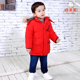 新年款棉果果冬季男童中长款新年款喜庆大红色羽绒服M412102920716