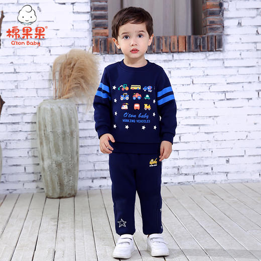 棉果果冬季男童上衣大毛圈挂里套头卫衣M412180420706 商品图0