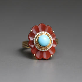 清代红玛瑙“倩影妍容”戒指