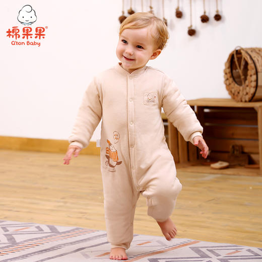 棉果果冬季新疆彩棉男童女童铺棉对开连体衣M401722820623 商品图0