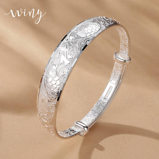 Winy999足银双鱼请福手镯送女友闺蜜节日生日礼物 商品图1