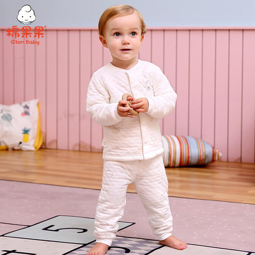 棉果果冬季内衣男童女童空气层对开上衣M401141620607 商品图5