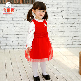新年款棉果果冬季女童呢子挂里后开拉链网纱背心裙M422702420747