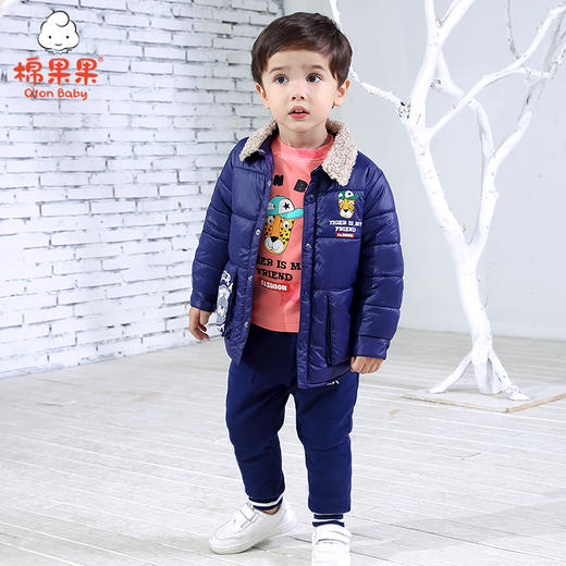 棉果果冬季男童尼丝纺衬衫式棉服M412101720650 商品图0