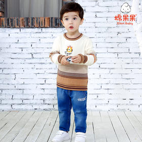 棉果果冬季男童挂里提花套头毛衣M412160520649