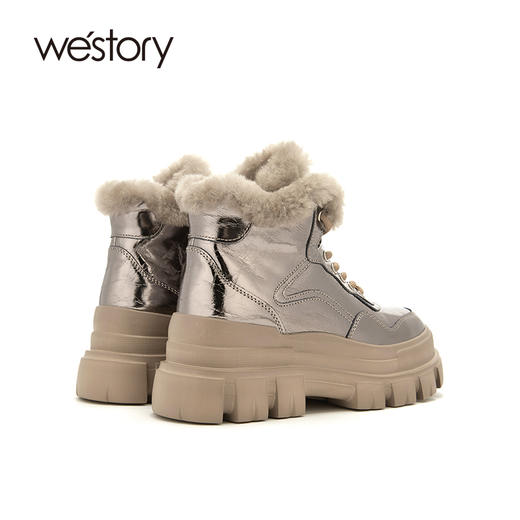 westory马丁靴女英伦风冬加绒2020年新款百搭潮内增高W20DS80551 商品图2