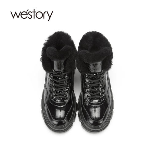 westory马丁靴女英伦风冬加绒2020年新款百搭潮内增高W20DS80551 商品图3