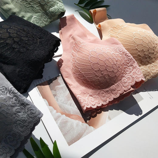 【爆款】泰国乳胶4.0升级版分体水滴杯蕾丝睡眠内衣无钢圈背心式文胸 商品图1