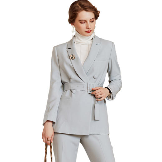 IWY/浅蓝色长袖西装半裙长裤套装CP1477+D0093 商品图4