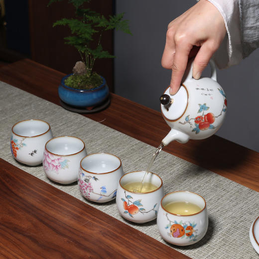 汝窑开片圆茶杯柿子功夫品茗杯家用茶具单杯复古 商品图2