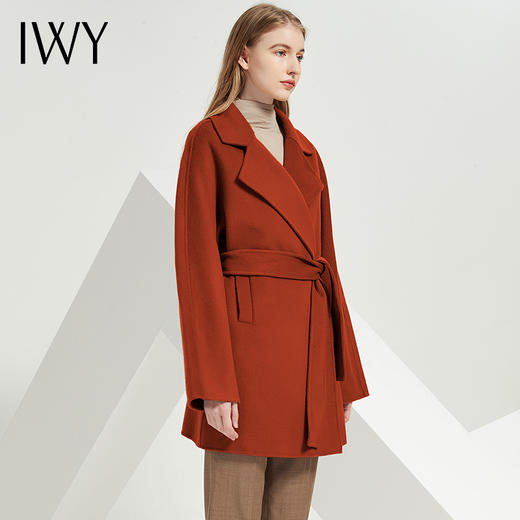 iwy新款砖红色毛呢大衣g8520t1012