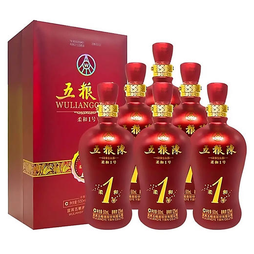 【长期有货】五粮陈柔和1号 52度浓香型白酒 整箱6瓶*500ml包邮 商品图0