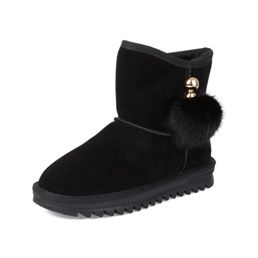 西村名物秋冬新款毛球可爱牛皮雪地靴X29DS40451 商品图2