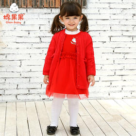 新年款棉果果冬季女童挂里开衫新年款喜庆大红色毛衣M422161220738
