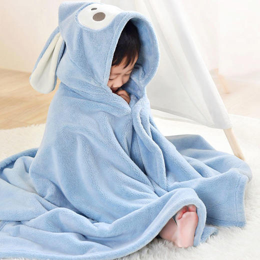 儿童浴巾斗篷带帽超柔新生婴儿宝宝洗澡可穿浴袍纯棉吸水不掉毛冬
