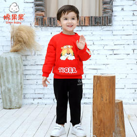 新年款棉果果秋冬季男童上衣加棉新年款喜庆大红色卫衣M412180820645