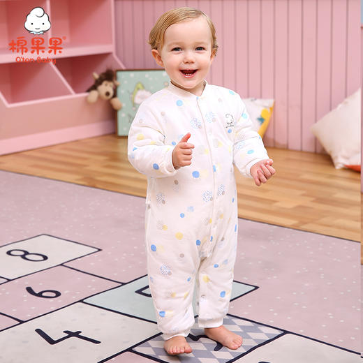 棉果果冬季内衣男童女童铺棉对开连体衣连身衣哈衣M401722820613 商品图1