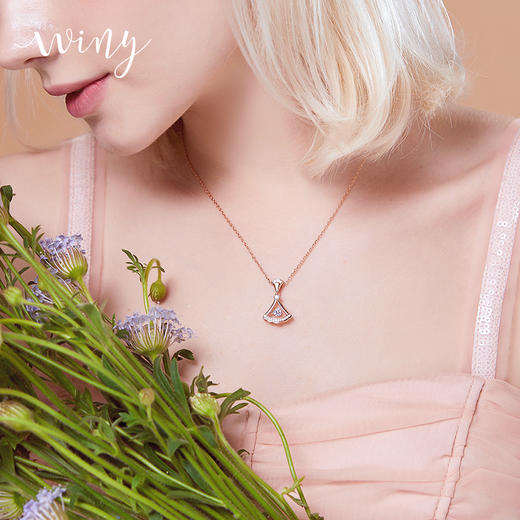 winy灵动裙摆项链银925玫瑰金色