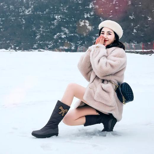 大码雪地靴羽绒布面防水棉鞋，厚底中筒加绒棉靴MJM101B 商品图4