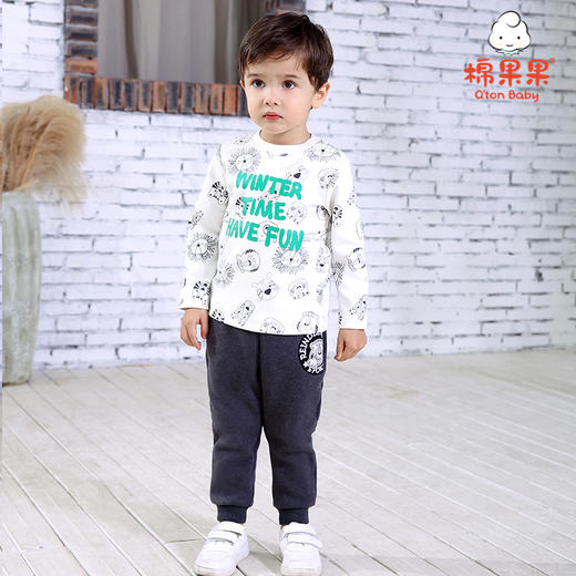 棉果果冬季男童上衣氨棉棉毛满印T恤M412140220641 商品图0