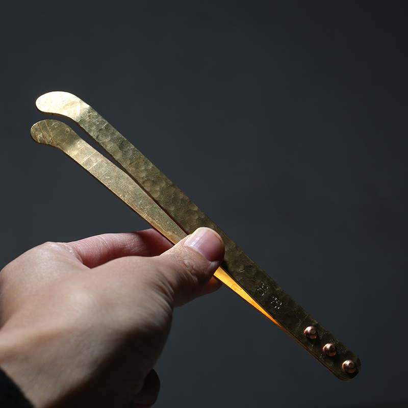 铜茶夹功夫茶具配件茶镊子茶叶夹子茶道零配金属茶杯夹