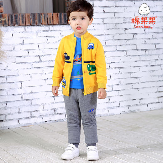 棉果果秋冬季男童挂里对开毛衣M412161520710 商品图0