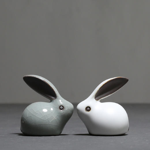 茶宠陶瓷汝窑小兔子