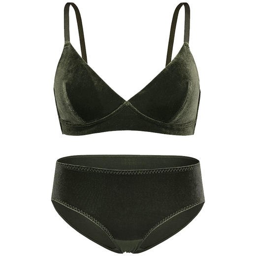 HSIA遐无钢圈内衣套装女珠光丝绒性感胸罩新款法式三角杯小胸文胸 商品图5