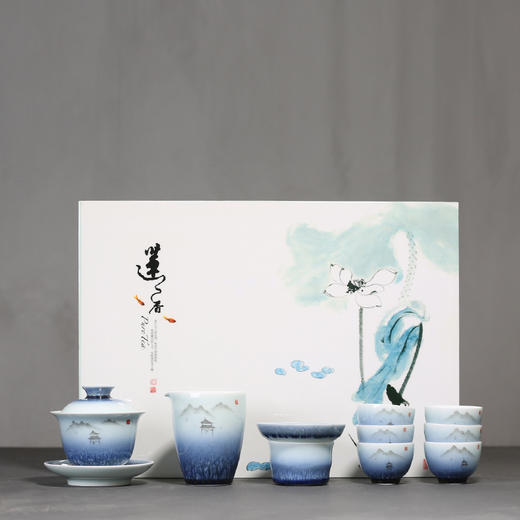 陶瓷窑变茶具套装中式水墨风家用套组礼盒装 商品图0