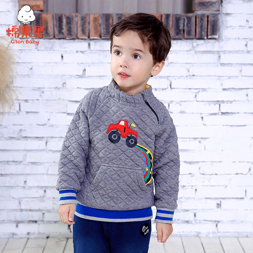 棉果果冬季男童上衣挂里空气层卫衣M412180620703 商品图0