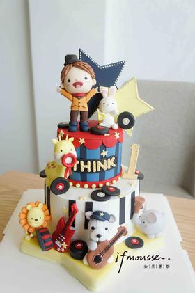 「翻糖」乐队男孩 图片为6寸+4寸 单独4寸或者6寸只有一层 小动物会少