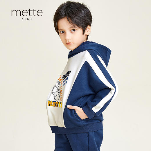 METTE童装冬新品男童连帽卫衣时尚动物印花加绒加厚上衣保暖外套 商品图0