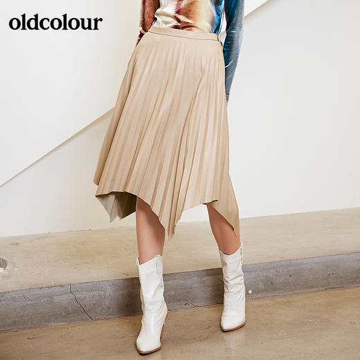 oldcolourPU半身裙中长款女L44063417 商品图0