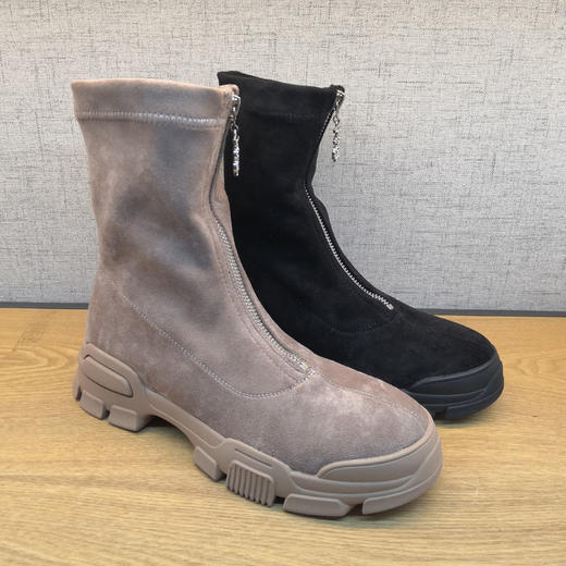 2019秋季新款豪行真皮舒适休闲女鞋29396935时尚中筒单靴女靴正品 商品图4