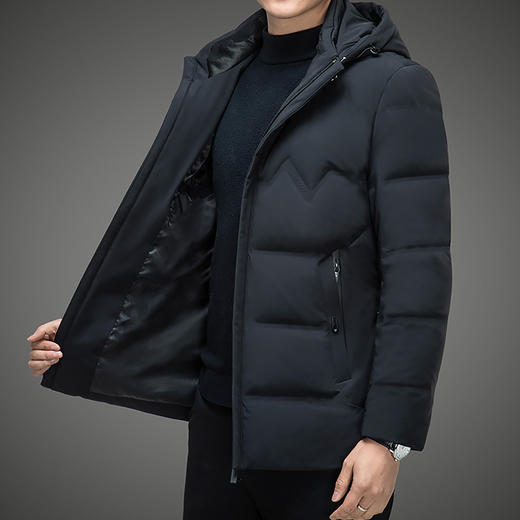 红览 90%羽绒服加厚保暖男士商务中长款外套Y619 商品图2